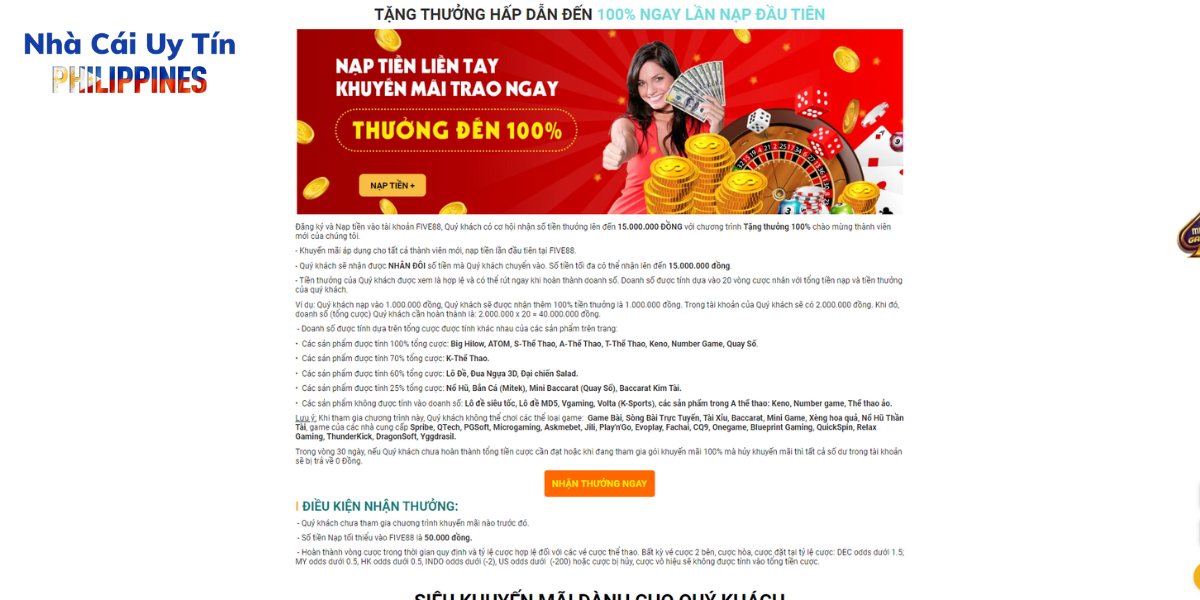 Chương trình tặng 100% lần nạp đầu