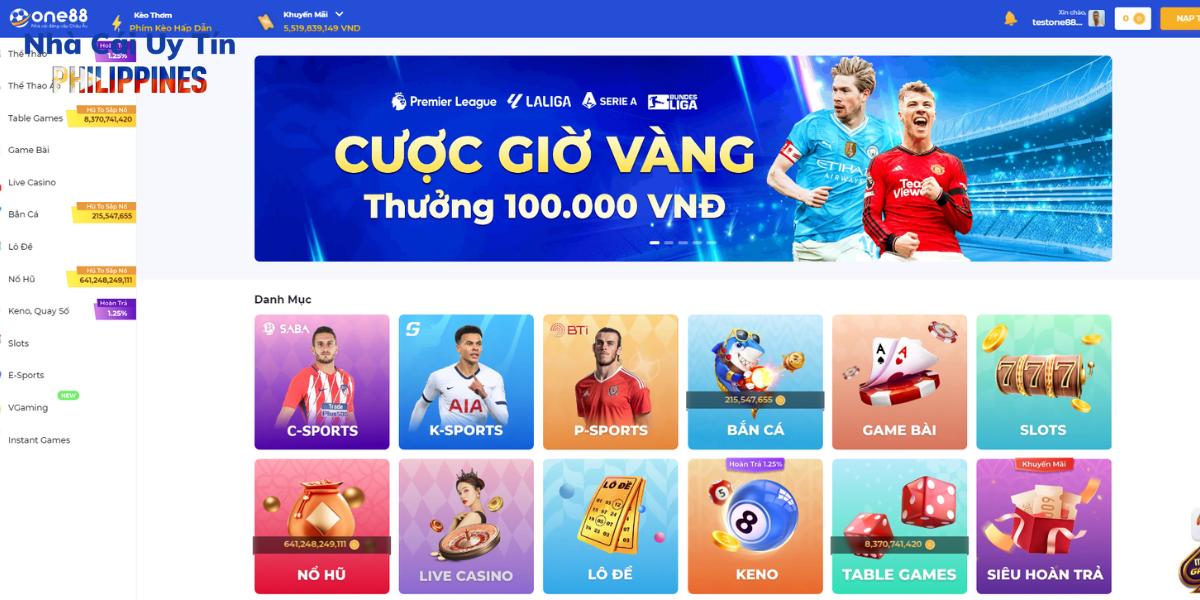 Giao diện Website của ONE88